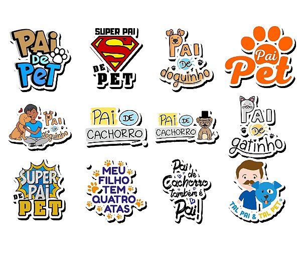 90 Apliques para Laços e Gravatinhas Pet, Dia dos Pais Pai de Pet Frases