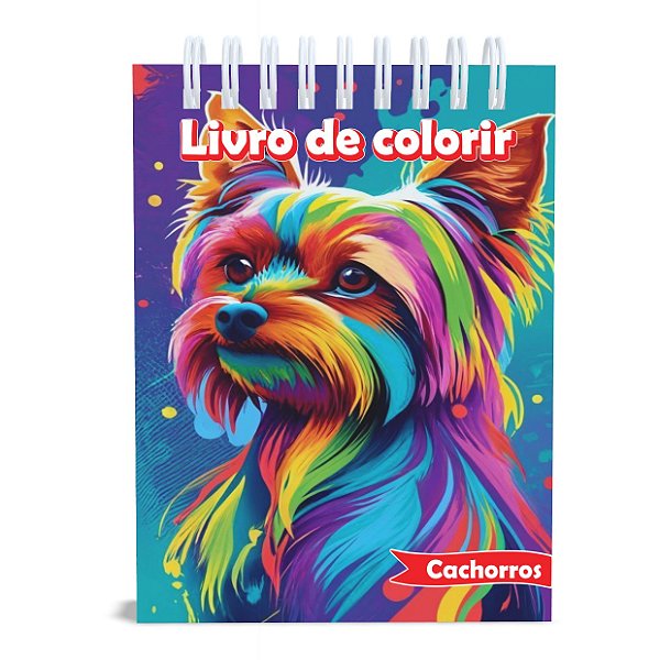 Livro de Colorir Cachorros, Capa Dura, A5, 50 desenhos, 120g, Acetato