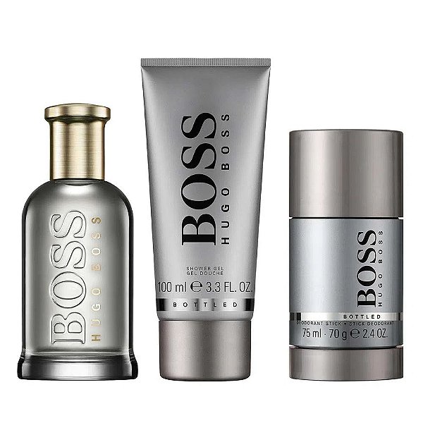 Kit Hugo Boss Bottled Perfume EDP + Des + Gel Selo Adipec