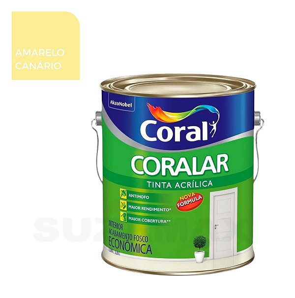Tinta Acrílica Amarelo Canario Coralar 3,6L