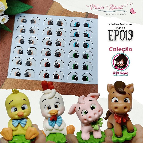 Olho Adesivo Resinado - EP019 - Cores  Castanho Claro, Castanho Escuro, Verde e Azul - Coleção Ester Paixão