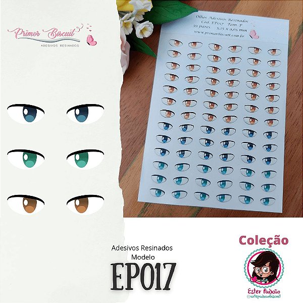 Olho Adesivo Resinado - EP017 - Cores  Marrom, Verde e Azul - Coleção Ester Paixão