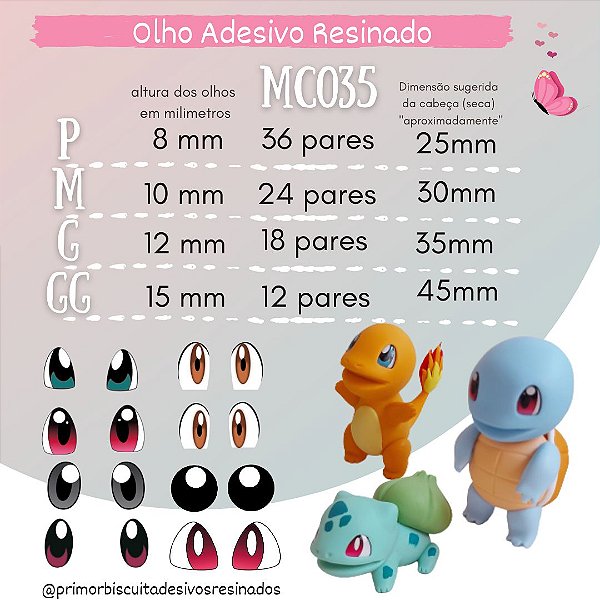 Olhos Adesivos Resinados - MC035 Pokemon