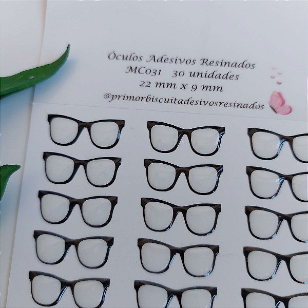 Óculos adesivo resinado MC031 - Preto e Roxo - 22mm x 9mm