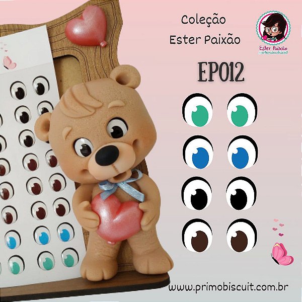 Olho Adesivo Resinado - EP12 - Cores Preto, Castanho, Azul e Verde - Coleção Ester Paixão