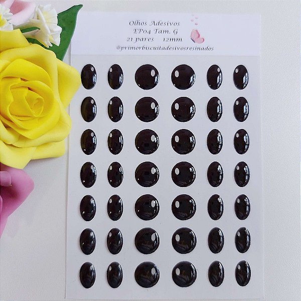 Olho Adesivo Resinado - EP04 Preto - Coleção Ester Paixão