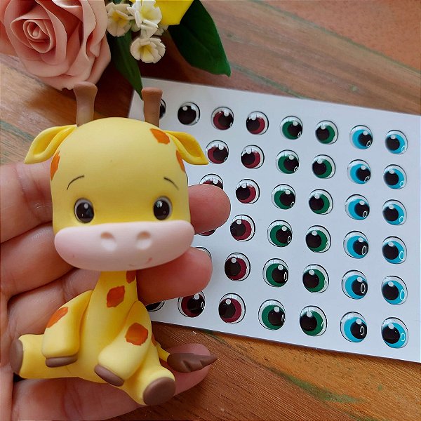 Olhos Adesivos Resinados MC046 - Cores Preto, Castanho, Verde e Azul