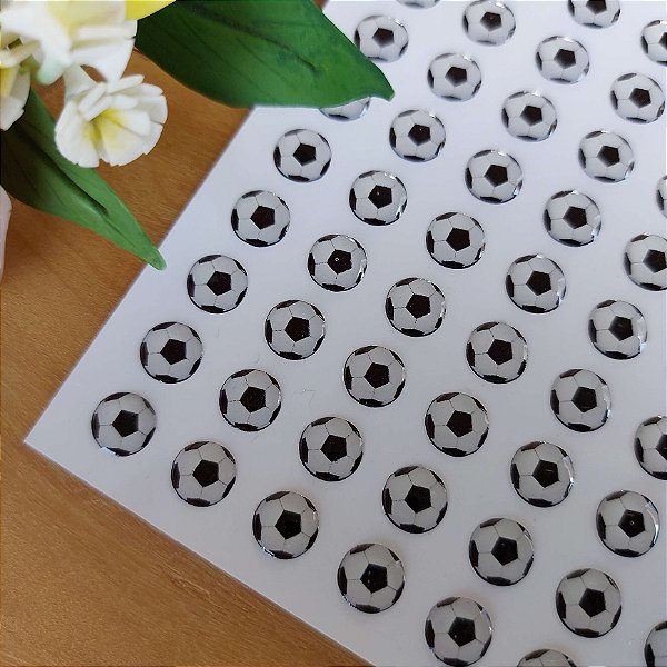Adesivos Resinados MC0451 - Bola de Futebol -  Círculo com 8mm de diâmetro