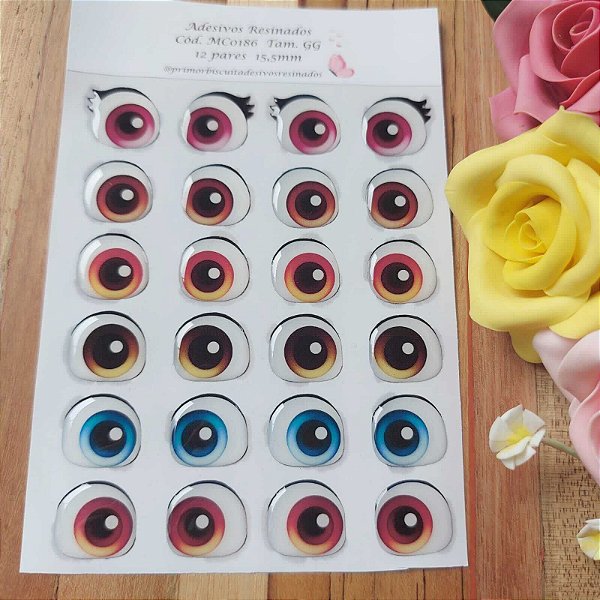 Olhos Adesivos Resinados Patrulha MC0186 Tamanho GG
