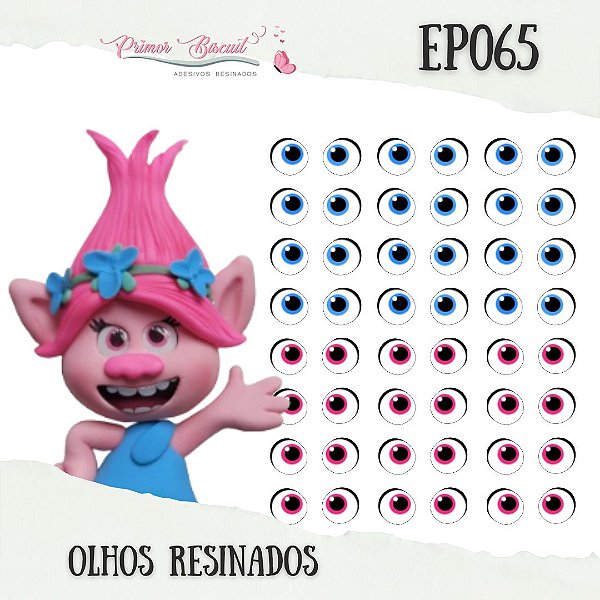 Olhos Adesivos Resinados Azul e Rosa - EP065 - Coleção Ester Paixão