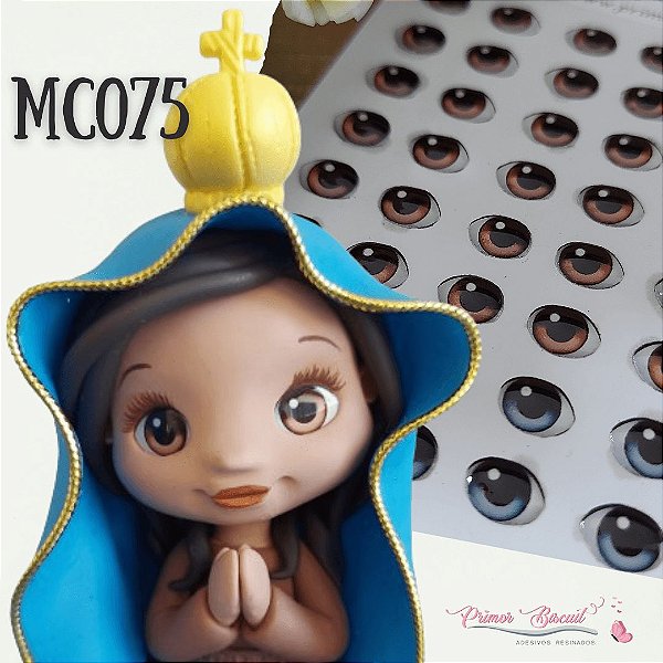 Olho Adesivo Resinado MC075 - Cores Castanho e Azul