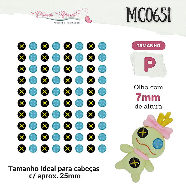 Adesivos Resinados MC0651 - Olhos - Tamanho P - 7mm
