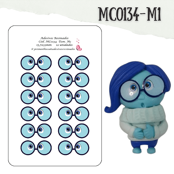 Óculos Adesivos Resinados MC0134-M1 Tristeza - Tamanho M1 - Molde Feh Biscuit