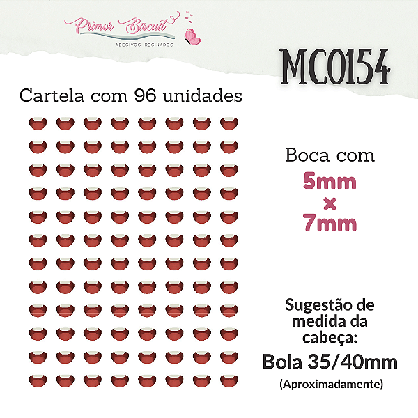 Bocas Adesivas Resinadas M0154 - Boca com 5mm x 7mm