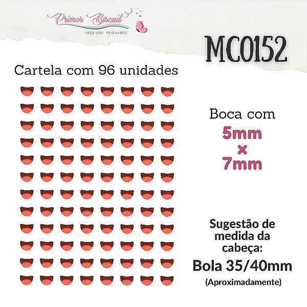 Bocas Adesivas Resinadas M0152 - Boca com 5mm x 7mm
