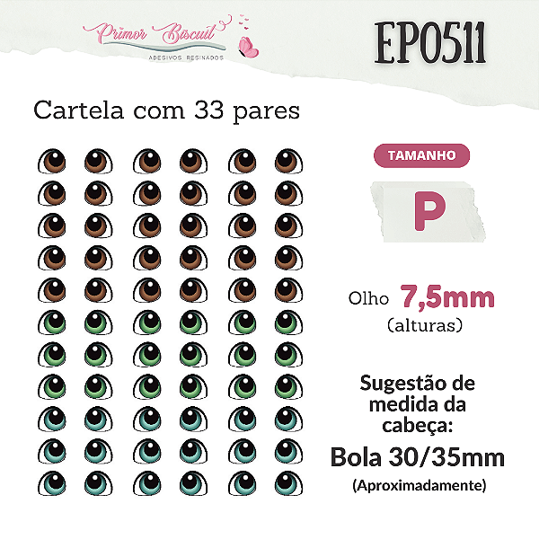 Olhos Adesivos Resinados - EP511 - Coleção Ester Paixão