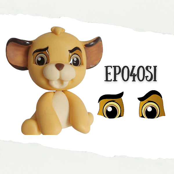 Olhos Adesivos Resinado EP040Si - Cartela com olhos do Leãozinho