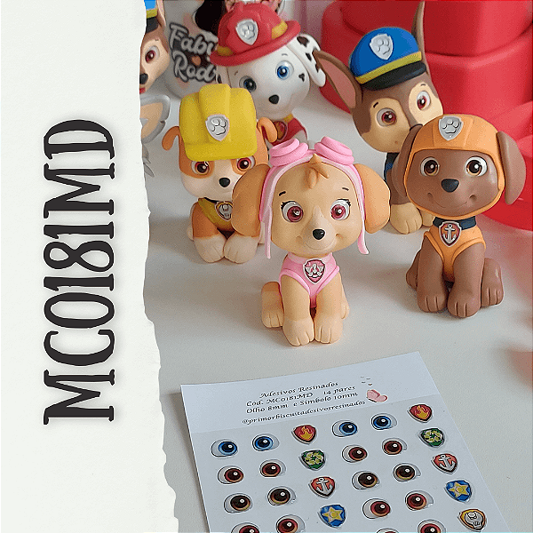 Adesivos Resinados MC0181MD - Olhos e Símbolos para Molde Cachorrinhos Patrulheiros