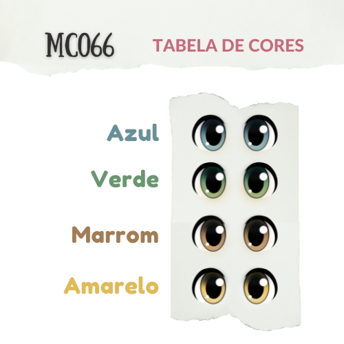 Olhos Adesivos Resinados MC066U - Cartela com cor única