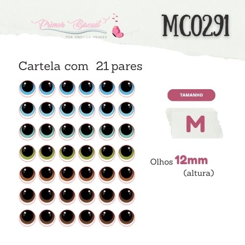 Olho Adesivo Resinado Cód. MC0291 - Tons azuis, verdes e marrons
