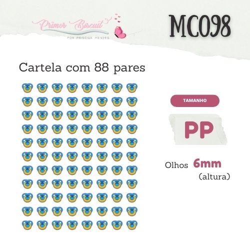 Sí­mbolos Adesivos Resinados MC098 Chupeta Azul - 6mm de altura - 88 s­ímbolos