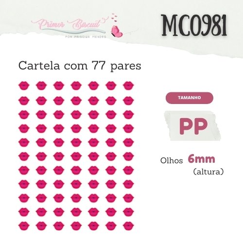 Sí­mbolos Adesivos Resinados MC0981 Boca - 6mm de altura - 77 s­ímbolos