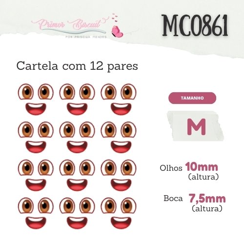 Olhos e Bocas Adesivos Resinados MC0861 - Olhos e bocas