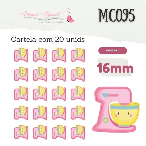 Adesivos Resinados - MC095 - Batedeira Rosa 16mm - Confeitaria - 20 unids