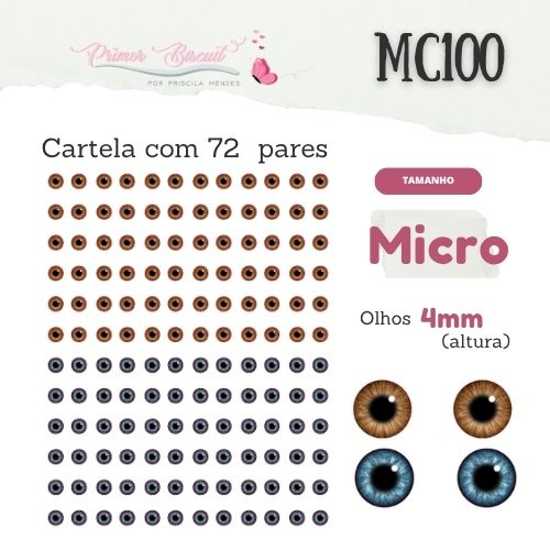 Olhos Adesivos Resinados - MC100 - Íris Realista