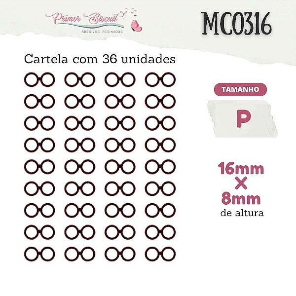 Óculos Adesivos Resinados MC0316 - Preto