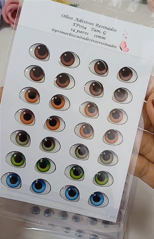 Olhos Adesivos Resinados - EP054 - Coleção Ester Paixão