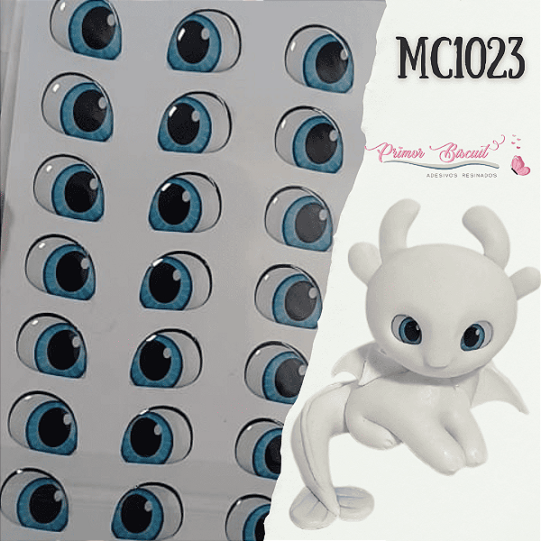 Olhos Adesivos Resinados - MC1023 - Olhos Azuis de Dragão