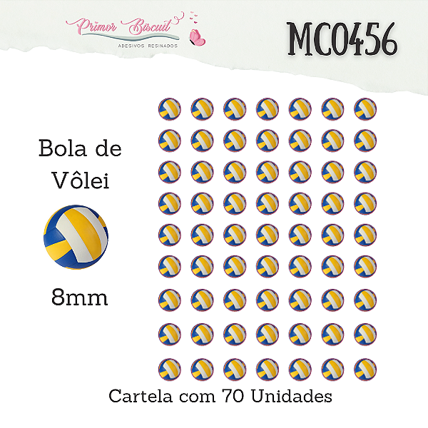 Adesivos Resinados MC0456 - Bola de Vôlei -  Círculo com 8mm de diâmetro