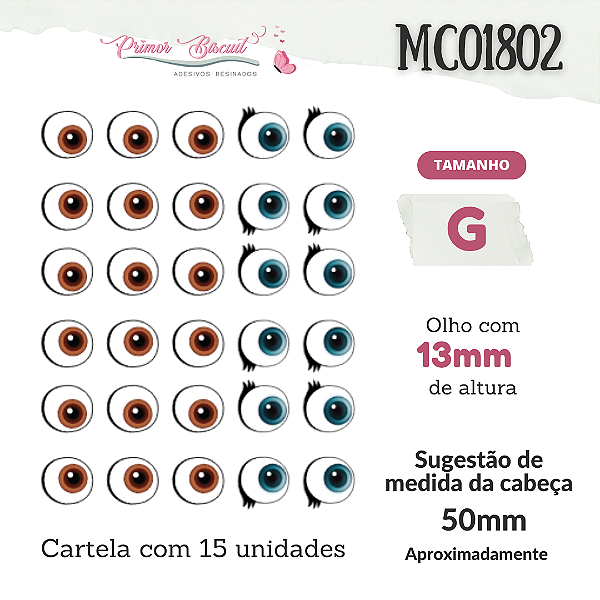 Olhos Adesivos Resinados MC01802