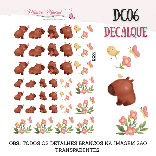 Decalque Capivara - DC06 - Decalque com Fundo Transparente