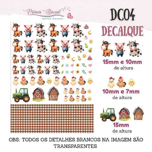 Decalque Fazendinha - DC04 - Decalque com Fundo Transparente