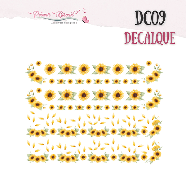 Decalque Girassol - DC09 - com Fundo Transparente