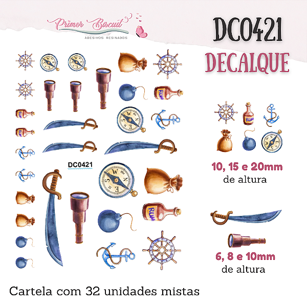 Decalque - DC0421 - com Fundo Transparente - Piratas