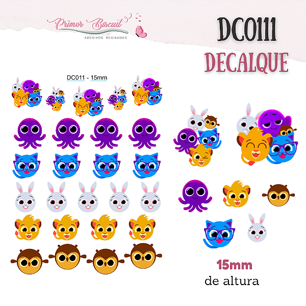 Decalque - DC011 - Decalque com FUNDO TRANSPARENTE - 10 e 15mm