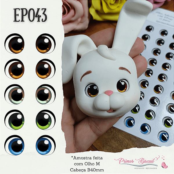 Olhos Adesivos Resinados EP043 - Cores Mistas Castanho Escuro, Castanho Claro, Castanho Esverdeado, Verde e Azul