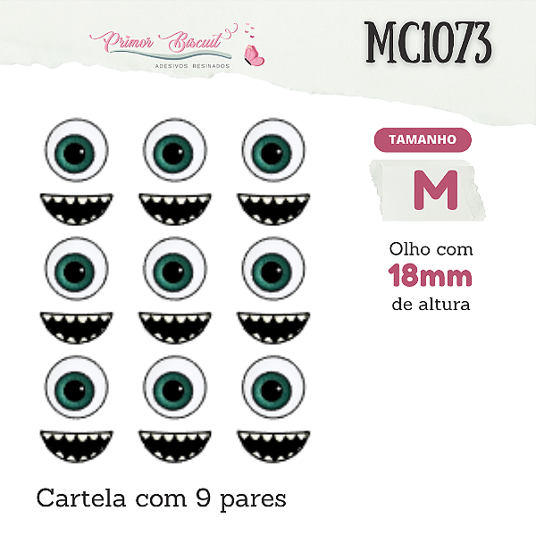 Adesivos Resinados - MC1073 - Olho e Boca Monstrinho Verde