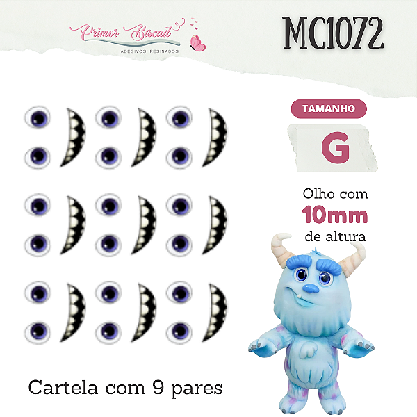 Adesivos Resinados - MC1072 - Olho e Boca Monstrinho Azul