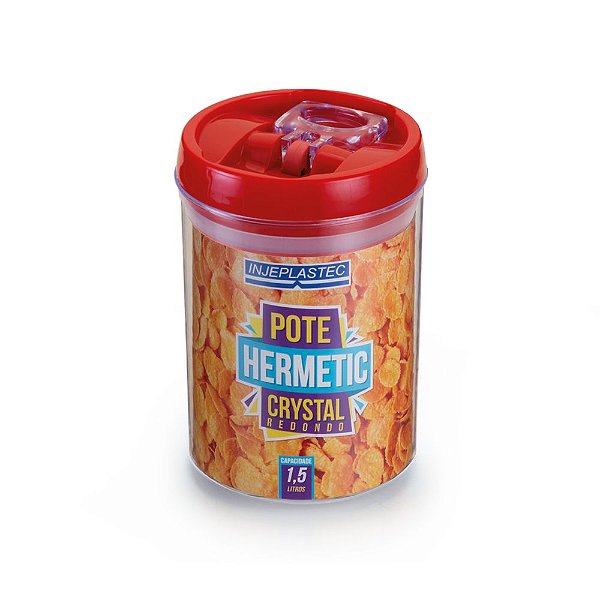 Pote Hermetic Crystal Redondo 1,5 Litros Injeplastec Cores
