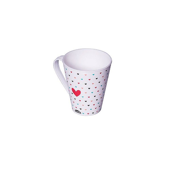 Caneca de Plástico 360 ml Café da Manhã Corações