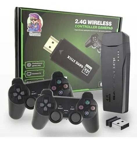 Vídeo Game Retro Console Stick Box 4k 2 Controles Sem Fio