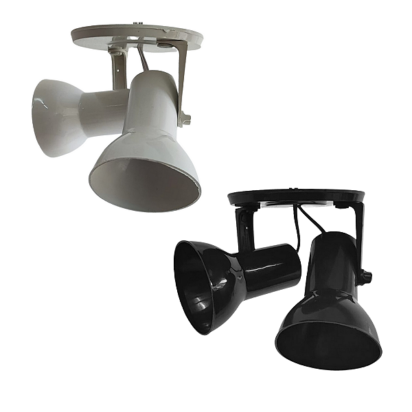 Luminária Sobrepor Spot Cone Para 2 Lâmpadas E-27