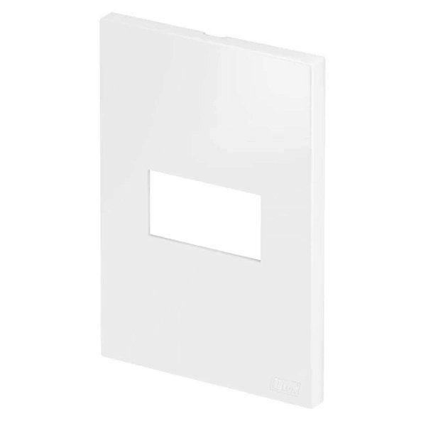 Placa 1 Módulo Horizontal 4x2 Recta Branco Fosco Com Suporte