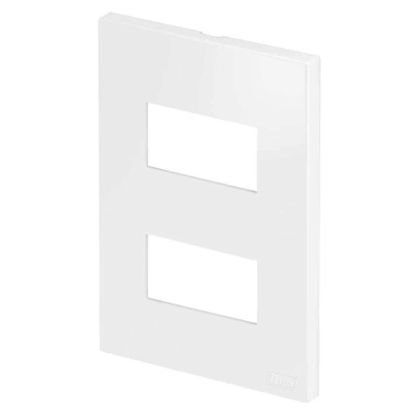 Placa 2 Módulos Horizontal 4x2 Recta Branco Fosco Com Suporte
