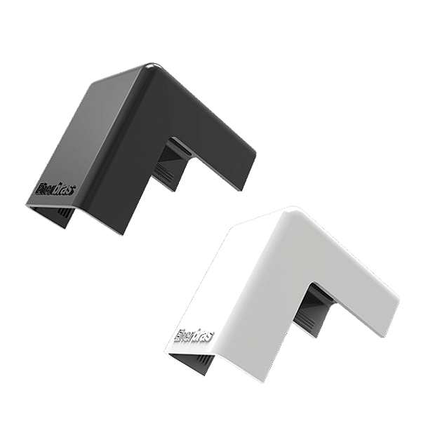 Cotovelo Externo 20x10mm Branco/Preto Emenda Canaleta Enerbras