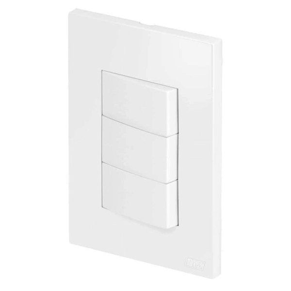 Conjunto Interruptor Triplo Simples Recta Branco Fosco Blux